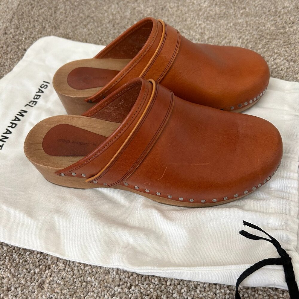 Isabel Marant Natural Clogs with Rivet Stud Detail, Size 35